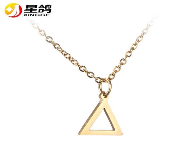 

silvergold stainless steel geometric necklaces triangle pendant necklace for men and women fans souvenir gift9791326, Silver