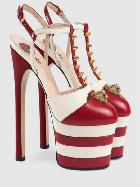 

summer high heel sandals women spiked rivets studded one belt strap platform tshow shoes for women gladiator salto alto zapatos d1966401, Black