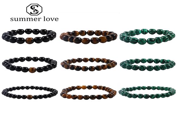

6mm 8mm 10mm malachite tiger eye agate stone beads bracelet for women men fashion designer elastic nature stone bracelet jewelry g5437937, Black
