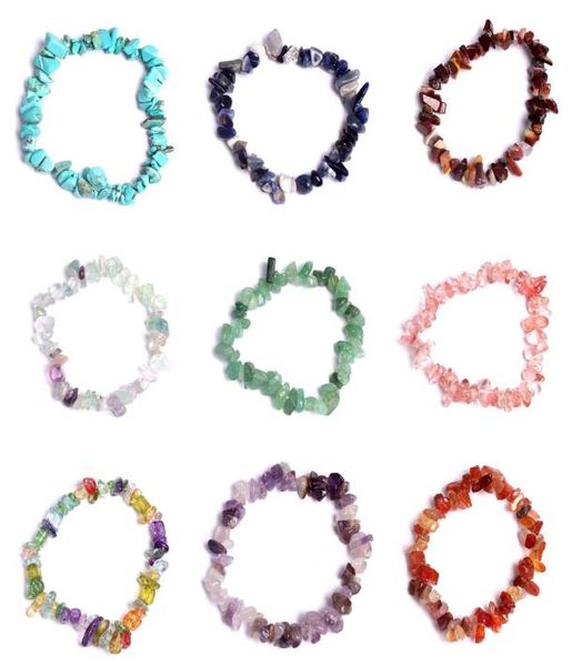

newly natural stone chip beads stretchy bracelets for women ladies girls ethnic style colored stone bracelet gift3143344, Black
