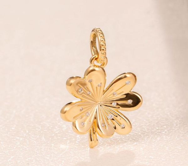 

shine gold metal plated lucky fourleaf clover pendant charm bead for european pandora jewelry charm bracelets9302025, Black