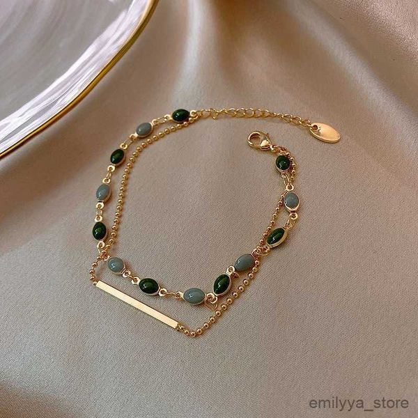 

charm bracelets accessories for women crystal charm bracelets for women gold color beaded chain double layered adjustable bracelet jewelry g, Golden;silver