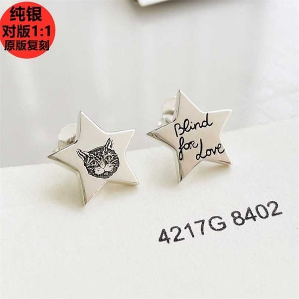 

new 2023 designer jewelry bracelet necklace ring 925 blind pentagonal star cat love fearless earrings for men women, Golden