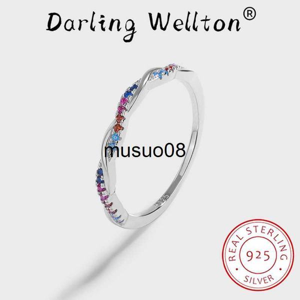 

band rings new classic rainbow twisted rope small round full diamond couple ring for women sterling silver engagement bridal gift jewelry j2