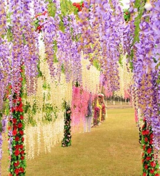 

110cm wisteria vine flower artificial flowers silk flower rattan for wedding centerpieces decorations bouquet garland home ornamen7360122