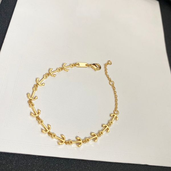 

luxury designer bracelet anchor charm bracelets elegant fashion 18k gold plated chain women girls couple holiday birthday party gifts, Golden;silver