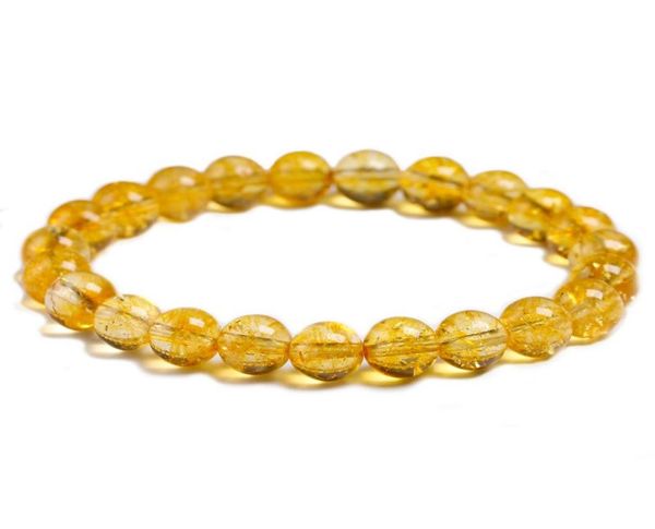 

natural yellow citrine stone 6mm 8mm 10mm beads bracelet handmade quartz jewelry for woman men stretch bangle gift beaded 8045730, Black