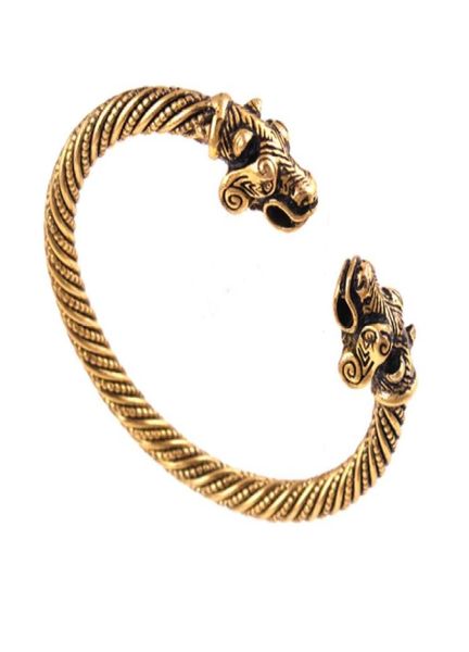 

vb300028 gold color nordic viking bear cuff bracelet scandinavian historical costume men jewelry6472983, Golden;silver