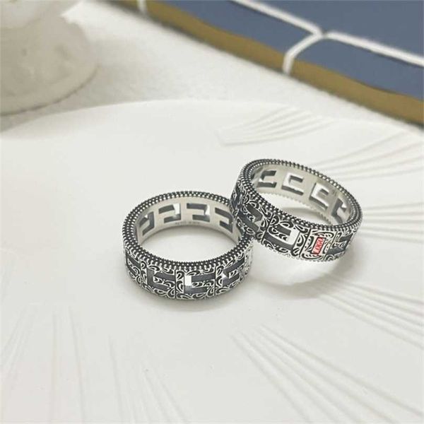 

50% off designer jewelry bracelet necklace ring 925 pattern engraved hollow out couple pair ring, Silver