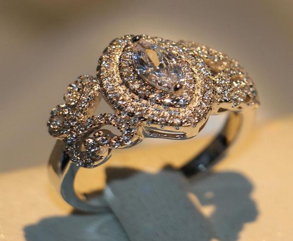 

size 511 new arrival stunning 925 sterling silver horse eye white sapphire cz diamond gemstones enternity women wedding band pave8664588, Slivery;golden
