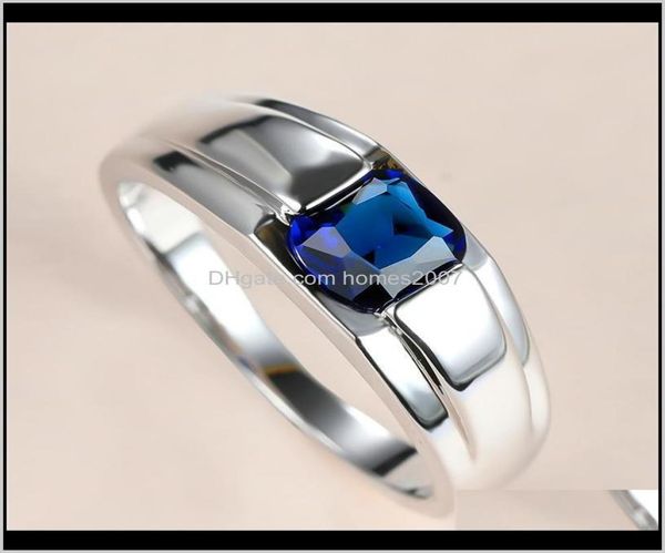 

jewelrysimple male female blue crystal ring charm sier color wedding classic square zircon stone engagement rings for women men dr5943180, Slivery;golden