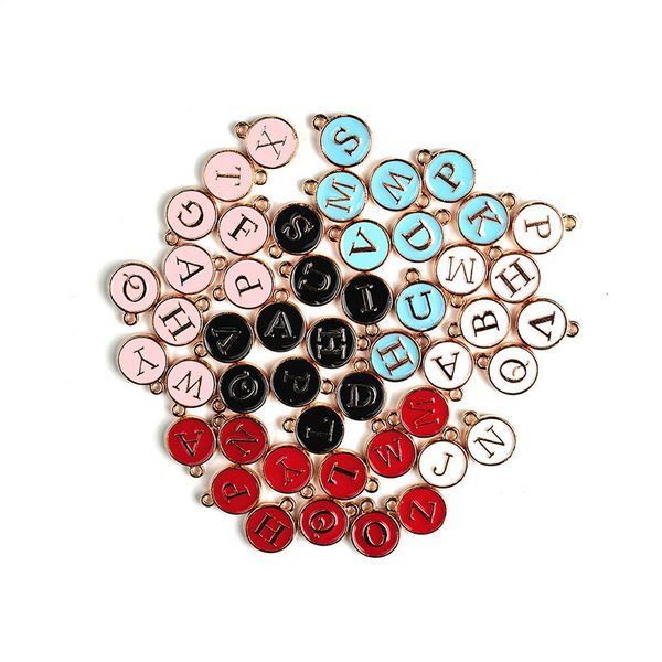 

diy a-z letter charms double face enamel alloy letter charms alphabet daisy sakura pendants diy bracelet jewelry making wholesale 12*14mm, Bronze;silver