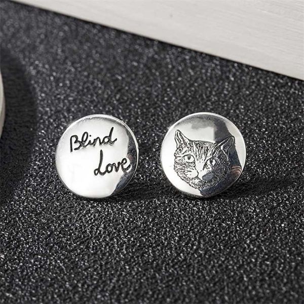 

new 2023 designer jewelry bracelet necklace ring mini design ins fearless round cat asymmetric stud sterling versatile earrings, Golden