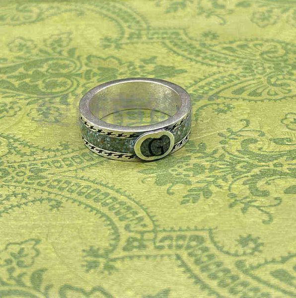 

designer jewelry bracelet necklace accessories sterling used light green enamel interlocking men women couple ring, Silver