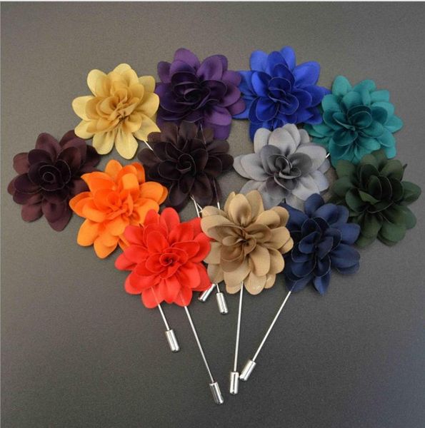 

new fashion men brooches of fabric flowers men lapel pin men brooches for suits handmade wedding brooch jewelry 12 colors4085667, Gray