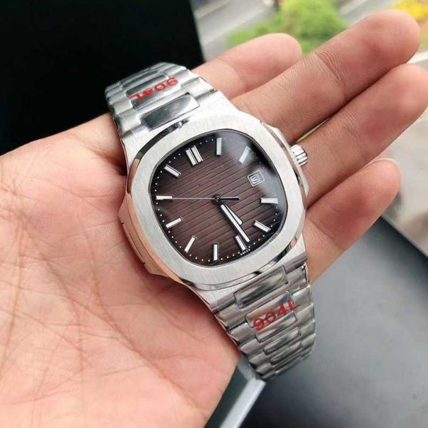 

diamond luminous wrist watches patas 40mm*8.3mm 3k 5711 men's glow calendar iced out bezel gift 4p, Slivery;brown