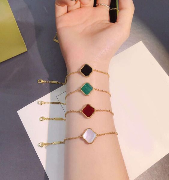 

bangle elegant bracelet bangle chain wedding bracelets women mini one clover stone design jewelry9006342, Black