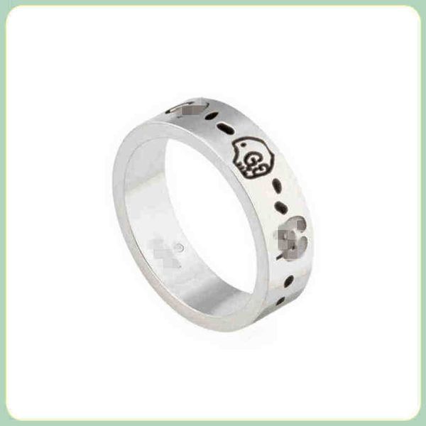 

new 2023 designer jewelry bracelet necklace accessories skull bent head trend personalized men women's same type couple ring, Silver