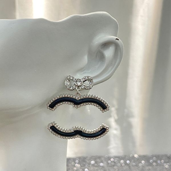 

designers luxury brand letters ccity stud classic retro women earring wedding party crystal tassel earrings woman jewerlry 5688, Golden;silver