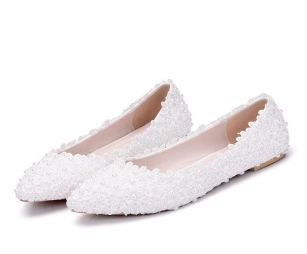 

pregnant women flat heel women shoes pointed toe floral lace wedding shoes white ladies flower shoes women3464794, Black