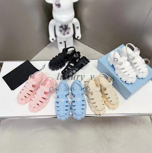

designer women sandals platform monolith rubber sandals woven muffin thick sole sandal beach roman matching elevated shoes, Black