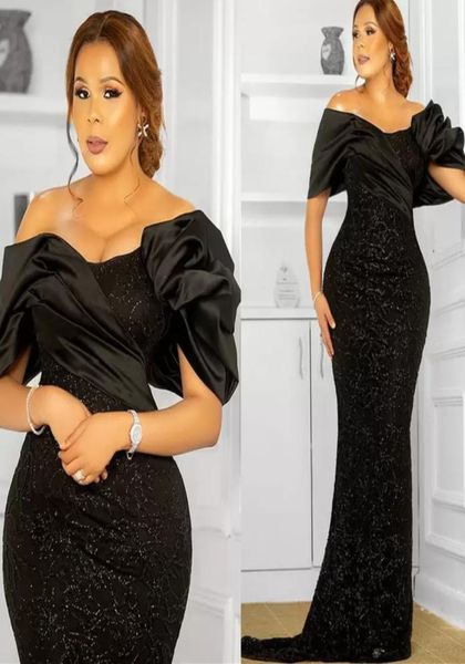 

2022 plus size black stylish mermaid prom dresses sequined lace evening formal party second reception bridesmaid gowns dress 5045963