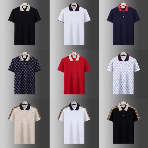 

high end brand short sleeved t-shirt men's bee polo shirt 100% cotton lapel business european and american summer embroidery men's, White;black