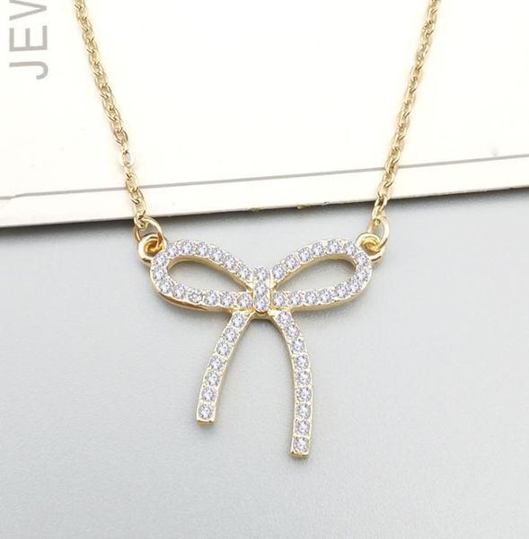 

simple bow with diamonds necklace bow clavicle chain01234146322, Silver