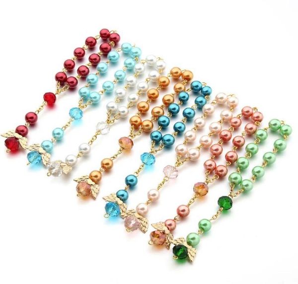 

angel pendant beaded bracelet catholicism infant baptism supplies religion wedding gifts rosary bracelet charm bracelet religious 3009535, Golden;silver