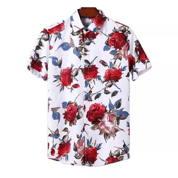 

men's shirt casual beach printing mens button up aloha shirt em, White;black