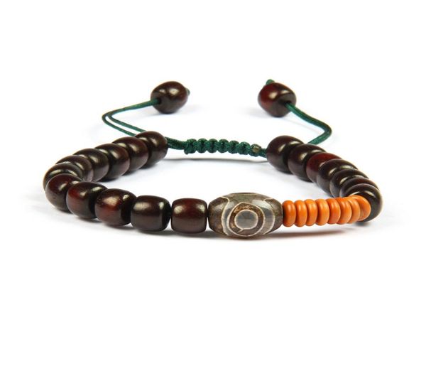 

fashion jewelry whole 10pcslot natural wooden beads tibetan dzi eye yoga meditation ethnic macrame bracelet3720167, Golden;silver