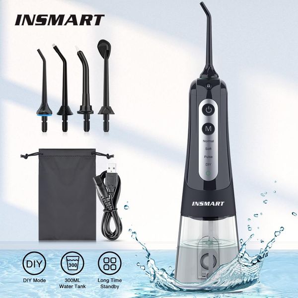 

toothbrush insmart oral irrigator dental water flosser portable dental water jet 4 modes 300ml tank waterproof for cleaning teeth whitening