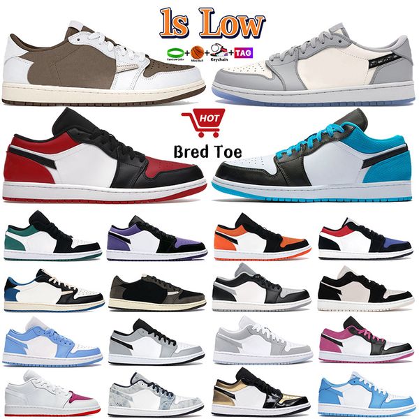 

jumpman 1 1s low basketball shoes men catus reverse mocha bred toe laser blue unc fragment x cactus sport sneakers designer mens womens leat