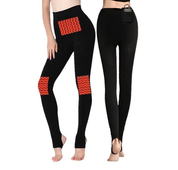 

electric heating pants motorcycle heated pants winter fleece lined thermal underwear usb electric underwear 9 pcs charging women4434433, Black;blue