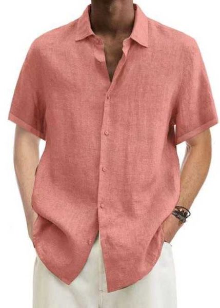 

vneck button summer up cotton linen solid color short sleeve shirts men's trendy plus size shirts fzxx, White;black