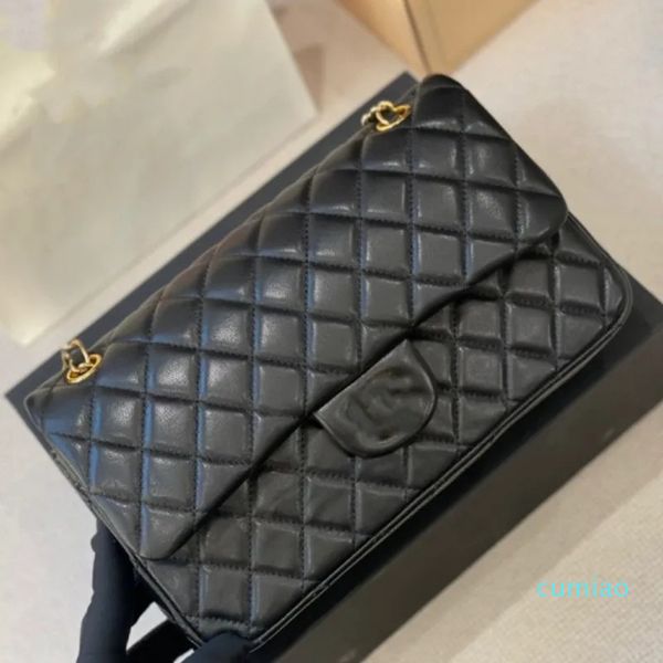 

2023-designer bags chain bag plaid flap 5a caviar shouder handbag gold silver chain leather double letter solid color buckle square stripe l