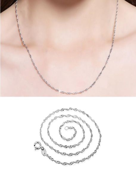 

925 sterling silver smooth water wave chains women luxury choker necklaces fashion jewelry in bulk size 16 18 20 inches3472270