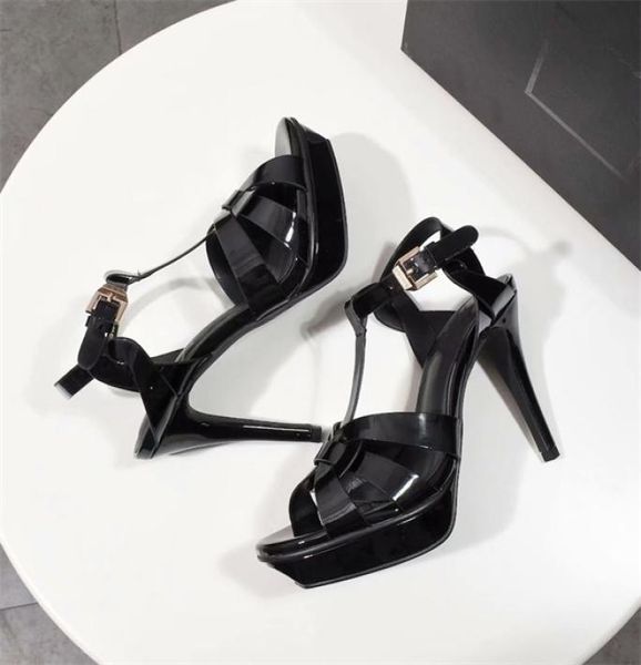 

black patent leather tribute sandals platform sandals stiletto high heel sandals 1014 cm real leather tstrap2194204