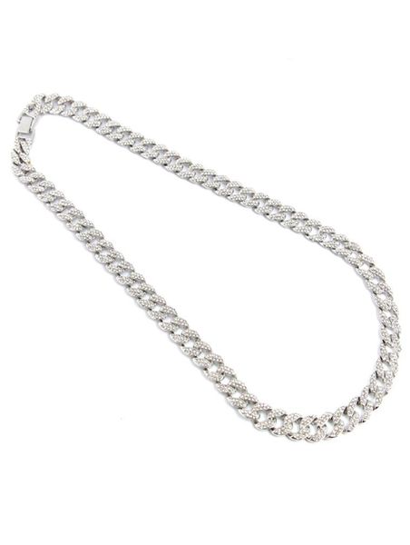 

iced out bling rhinestone crystal finish miami cuban link chain men039s hip hop necklace jewelry 20 24 30 36 inch3087708, Silver