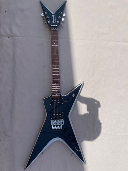 

wash dime stealth dimebag darrell black metallic silver electric guitar floyd rose tremolo bridge, blackhardware, grover tuners
