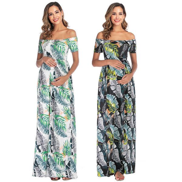 

maternity dresses 2022 new summer p shooting short sleeve shoulder print pregnant women's dress g220602, White