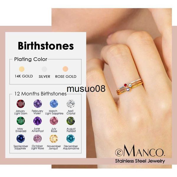 

band rings emanco 316 stainless steel birthstone ring gold color simple fashion style for women festival party gift j230602, Silver