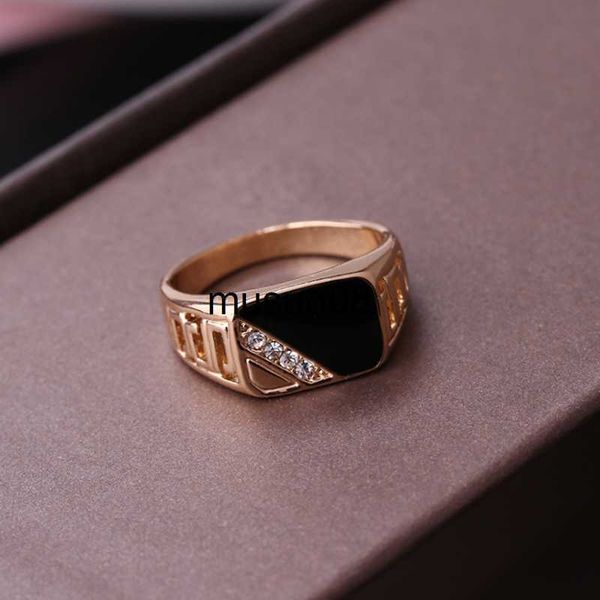 

band rings fashion male punk rock ring gold-color rhinestone black enamel male finger rings wedding christmas jewelry party gift j230602, Silver