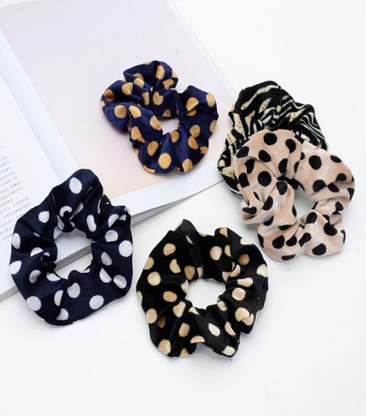 

dot velvet scrunchie hairband for women girls elastic hair rubber bands accessories headband gum tie rope ponytail holder1320175, Pink