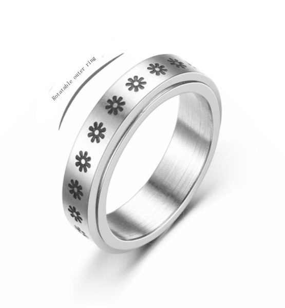

6mm moon and star spinner ring for women men stainless steel fidget rotating promise ring wedding band silver anxiety ring for tee6413616