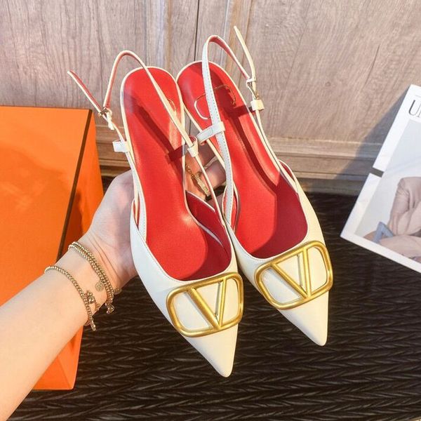 

luxury v brand pointed toe sandals women high heel shoes 6cm 8cm 10cm real leather nude black matte summer wedding shoes with dust bag 34-44