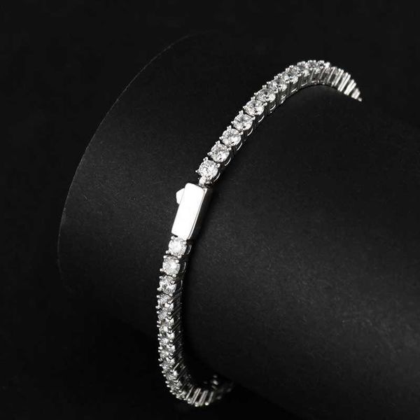 

luxury gold plated 4mm moissanite diamond men tennis bracelet for women, Silver