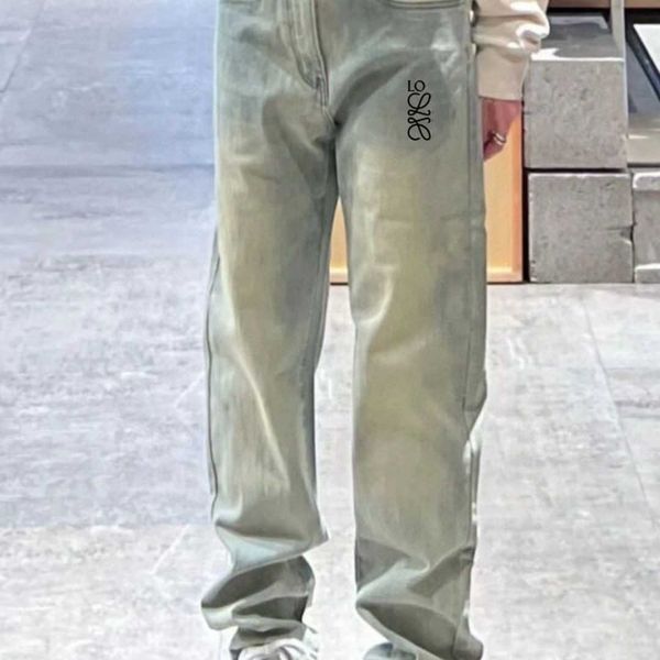 

fashion mens jeans designer pants color matching high-quality washed denim trousers versatile straight slacks men women jean pants, Blue