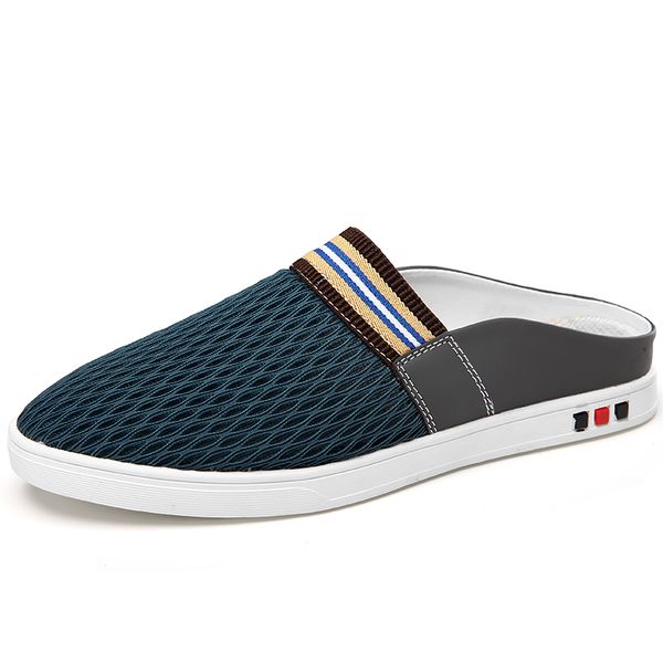 

breathable flat shoes for men plus size casual half slippers non-slip mens shoes outdoor walking shoes new without heels, Black