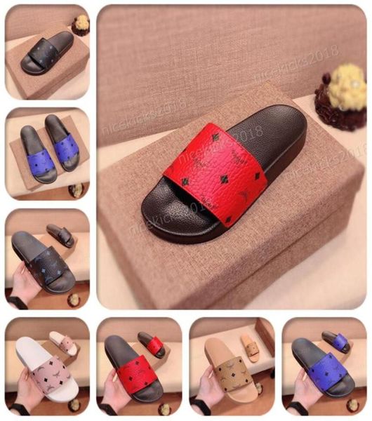 

paris mens womens summer sandals beach slide home slippers black white flat scuffs sliders fashion leather rubber shoes pattern sa6063839